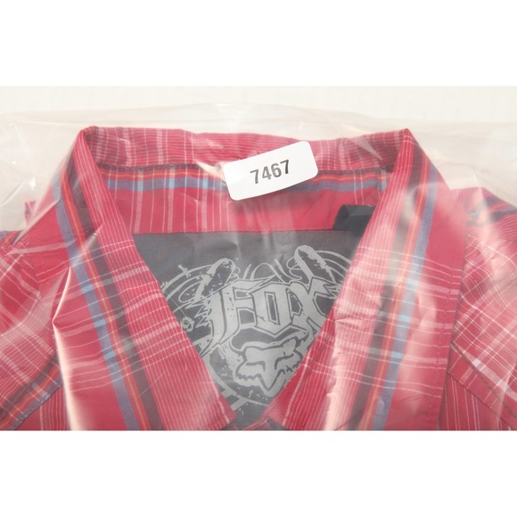 Fox Racing Shirt Mens Large Red Plaid Snap Front Western Long Sleeve Cotton - Picture 13 of 13